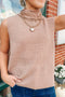 Split Hem High Neck Sleeveless Shift Sweater Vest