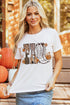 Western Letter Print Harvest Themed Casual Graphic Tee