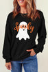 Playful Ghost Script Graphic Oversized Pullover Sweatshirt