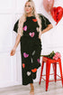Exclusive Sequin Heart Print Textured Two Piece Graphic Set