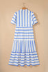 Southern Belle Striped Ricrac Trim Puff Sleeve Midi Dress