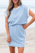Textured Contrast Trim Crewneck Pocketed Two Piece Dress