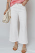Bead Embellished Side Seam Ankle Length Wide Leg Jeans