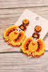 Beaded Crystal Glass Turkey Bird Dangle Earrings