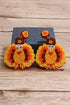 Beaded Crystal Glass Turkey Bird Dangle Earrings