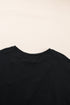 Beaded Drop Shoulder Crewneck Cotton Blend T Shirt