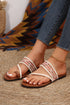 Beaded Embroidered Braided Crochet Strap Thong Slippers