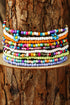 Beaded Flower Charm Multi Strand Layering Anklet Set