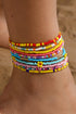 Beaded Flower Charm Multi Strand Layering Anklet Set
