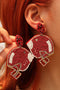 Beaded Football Helmet Motif Statement Dangle Earrings