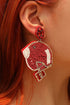 Beaded Football Helmet Motif Statement Dangle Earrings