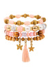Beaded Glass Butterfly Star Pendant Tassel Bracelet Set