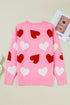 Beaded Heart Motif Crew Neck Sweater