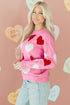 Beaded Heart Motif Crew Neck Sweater
