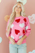 Beaded Heart Motif Crew Neck Sweater