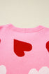 Beaded Heart Motif Crew Neck Sweater