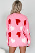 Beaded Heart Motif Crew Neck Sweater