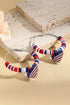 Beaded Hoop Earrings Featuring Patriotic Flag Heart Charms