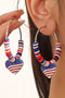 Beaded Hoop Earrings Featuring Patriotic Flag Heart Charms