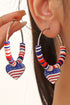 Beaded Hoop Earrings Featuring Patriotic Flag Heart Charms