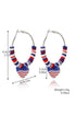 Beaded Hoop Earrings Featuring Patriotic Flag Heart Charms