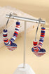 Beaded Hoop Earrings Featuring Patriotic Flag Heart Charms