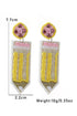 Beaded Pencil Motif Statement Dangle Earrings