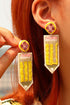 Beaded Pencil Motif Statement Dangle Earrings