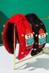 Beaded Rhinestone Nutcracker Design Knotted Canvas Headband