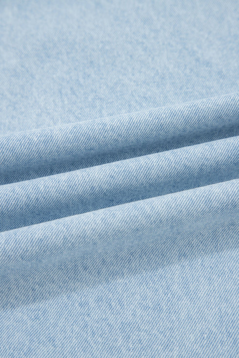 Beaded Side Slit Frayed Pocketed Wide Leg Jeans