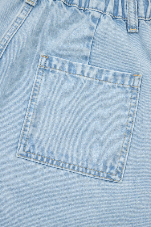 Beaded Side Slit Frayed Pocketed Wide Leg Jeans