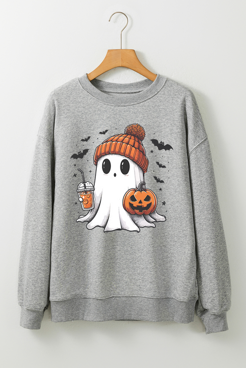 Beanie Ghost Iced Coffee Graphic Crewneck Sweatshirt