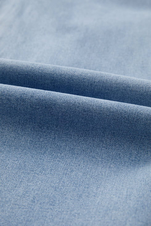 Beau Blue Bowknot Decor Boyfriend Cargo Jeans