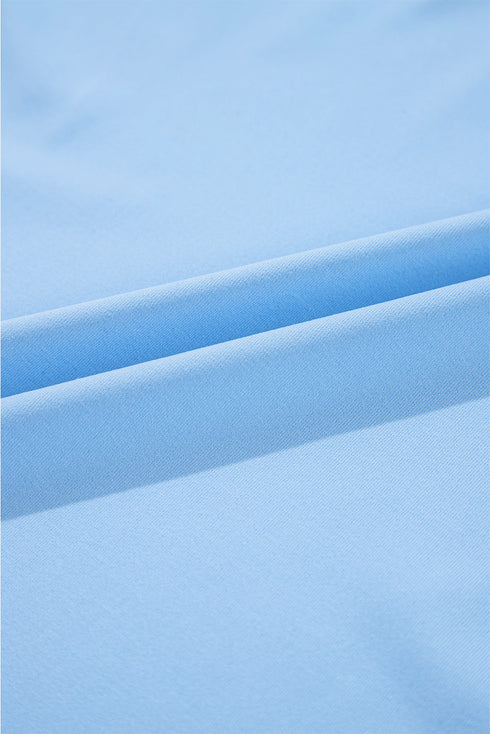 Beau Blue Floral Mesh Puff Sleeve Crew Neck Top