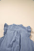 Beau Blue Frilly Ruffle Trim V Neck Chambray Tank Top