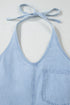 Beau Blue Knotted Open Back Halterneck Denim Tank Top