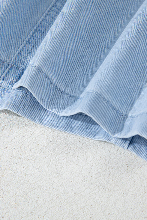 Beau Blue Knotted Open Back Halterneck Denim Tank Top