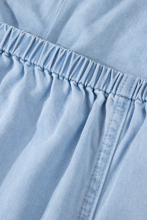 Beau Blue Knotted Open Back Halterneck Denim Tank Top