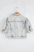 Beau Blue Light Wash Buttoned Chest Pocket Puff Sleeve Denim Jacket