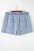 Beau Blue Pocketed Drawstring High Waist Plus Size Denim Shorts