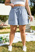 Beau Blue Pocketed Drawstring High Waist Plus Size Denim Shorts