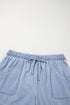Beau Blue Pocketed Drawstring High Waist Plus Size Denim Shorts