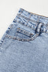 Beau Blue Rhinestone Light Wash Raw Hem High Waist Denim Shorts