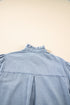 Beau Blue Ruffle Short Puff Sleeve Summer Chambray Shirt
