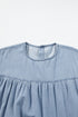 Beau Blue Ruffle Short Sleeve Tiered A-line Denim Dress