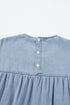 Beau Blue Ruffle Short Sleeve Tiered A-line Denim Dress