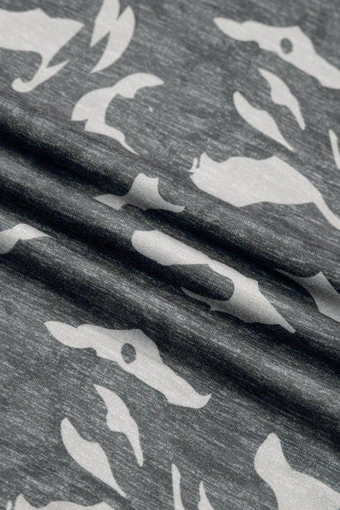 Camouflage Print Drawstring Waist Cargo Barrel Pants