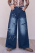 Applique Denim Star Decorated Wide Leg Jeans