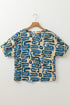 Beige Abstract Print Short Sleeve Loose Top