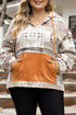 Beige Aztec Print Kangaroo Pockets Plus Size Hoodie